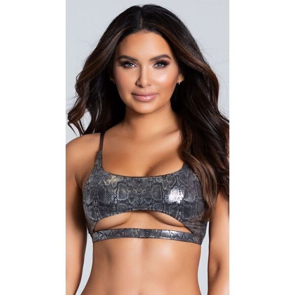 NWOT Yandy boa constrictor holographic foil bikini top Sz M - Picture 1 of 6